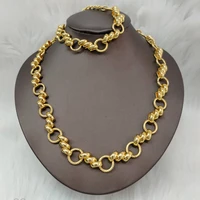 gold plated chain jewelry set 2022 fashion women punk style choker necklace and bracelets weddings bridal earrings jewelry set