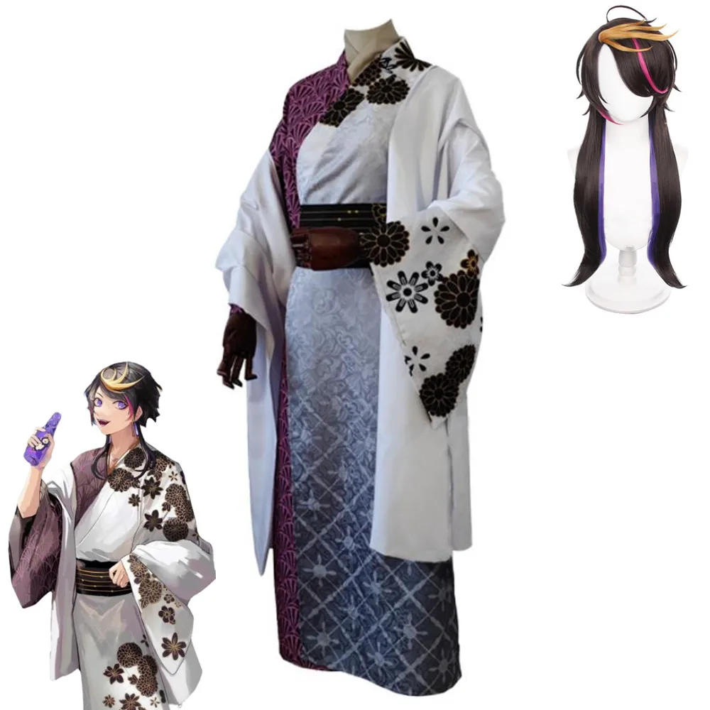 

Косплей Костюм YouTuber VTuber NIJISANJI Luxiem Shu yамино парик для взрослых мужчин женщин Аниме кимоно униформа наряд костюм на Хэллоуин