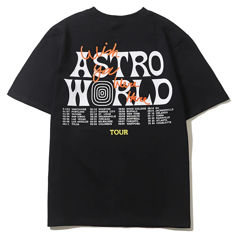 

Men Women Summer Oversized Streetwear Travis Scott Astroworld Tour T-Shirts Print Cotton Daily Tops Camisetas Para Hombre
