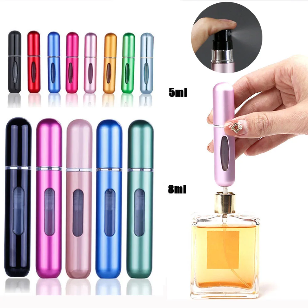 

5ml 8ml Portable Mini Refillable Perfume Bottle With Spray Scent Pump Empty Cosmetic Containers Atomizer Bottle For Travel Tool