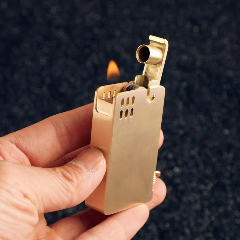

New Product Pure Copper Retro Kerosene Lighter Cigarette Accessories One-key Ejection Ignition Lighters Men's Gift Can Collected