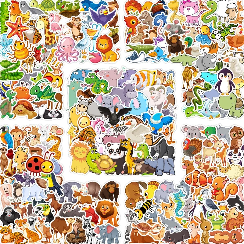 

40 cartoon zoo doodle stickers cups computer phone stickers notebook handbook stickers waterproof handbook stationery stickers