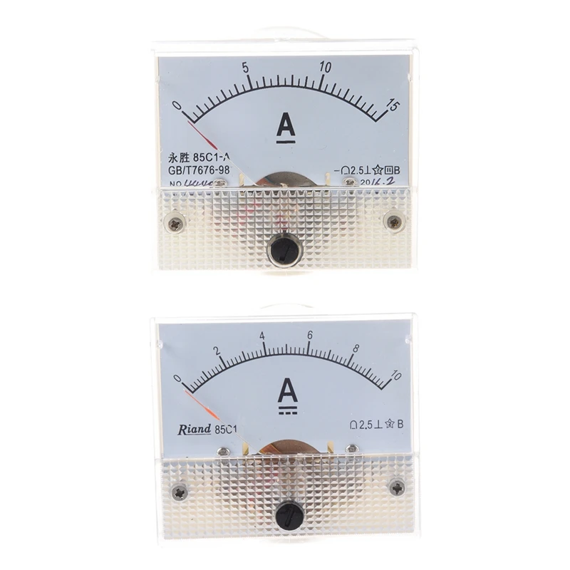 

2PCS 85C1 Rectangle Analog Panel Ammeter Gauge, DC 0-10A & DC 0-15A