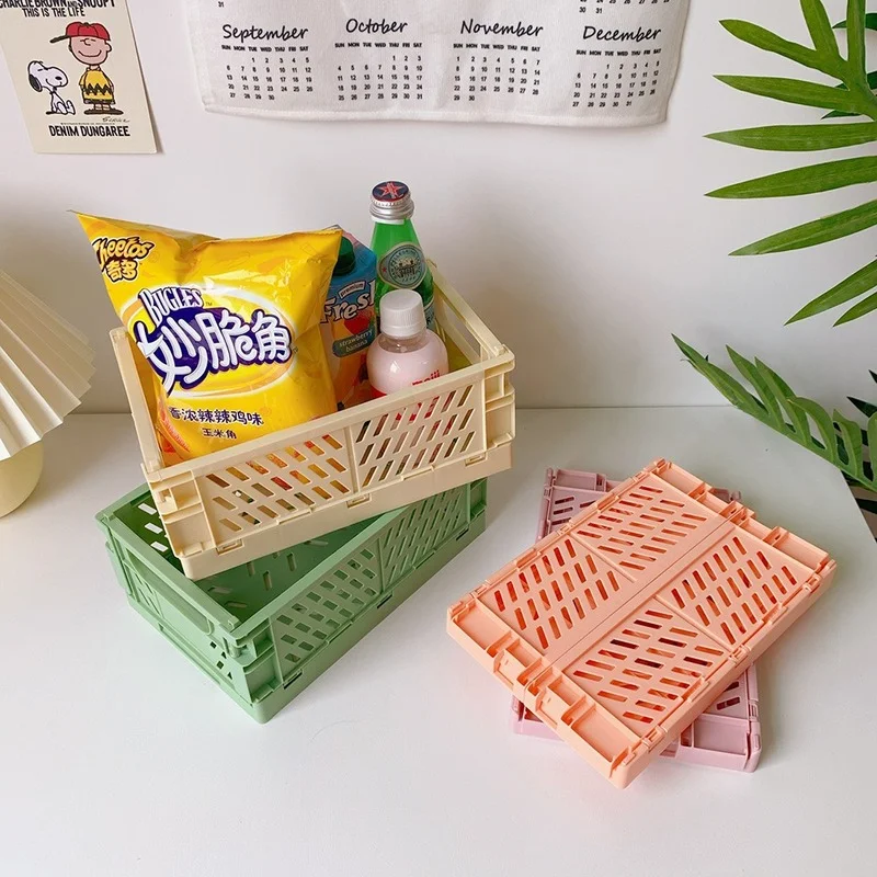 

Folding Plastic Storage Box Student Desktop Organizing Desktop Cosmetic Storage Basket Home Office Organizer Box 1 PC
