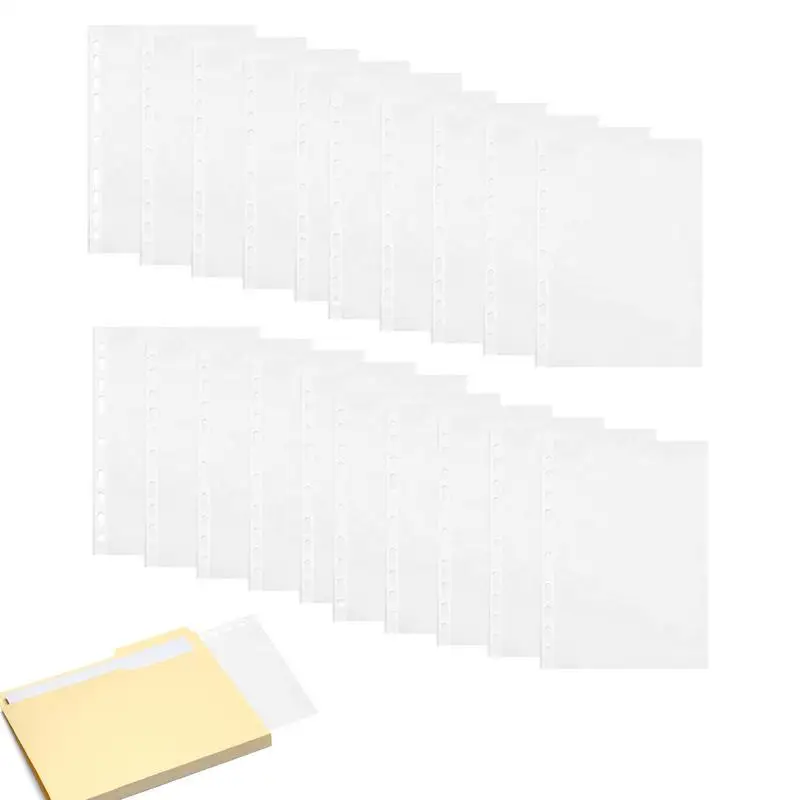

A4 Binder Pockets 20pcs Waterproof Transparent Document Folders Multifunctional Student Manual Folder Recyclable PP Binder