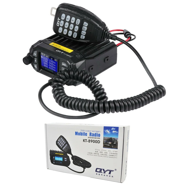 QYT KT-8900D 25-Watt Mini Car Mobile Radio Dual Band VHF/UHF 136-174/400-480MHz KT8900D Long Range Quad Watch Walkie Talkie