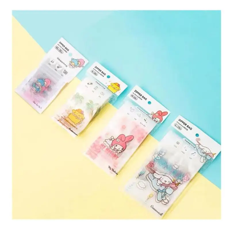 

Kawaii Sanrios My Melody Kuromi Hellokittys Cinnamoroll Littletwinstars Cartoon Anime Snack Food Fruit Sealed Preservation Bag