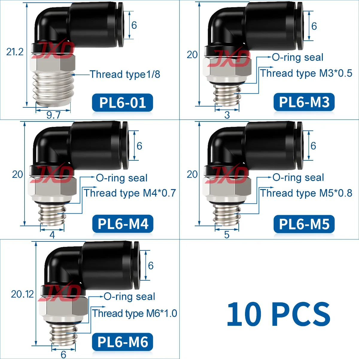Пневматический соединитель серии JXD PL PL5/PL6-M3/M4/M5/M6, быстрый воздушный пневматический соединитель