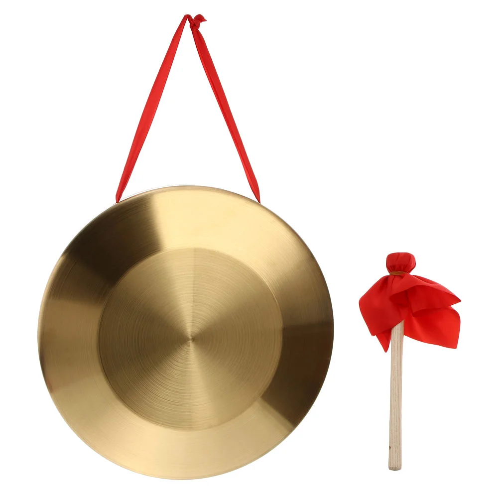 

1 Set Gong Alloy Instrument Chinese Instrument Interesting Hand Gong for Celebration Party Supply Stores Opening