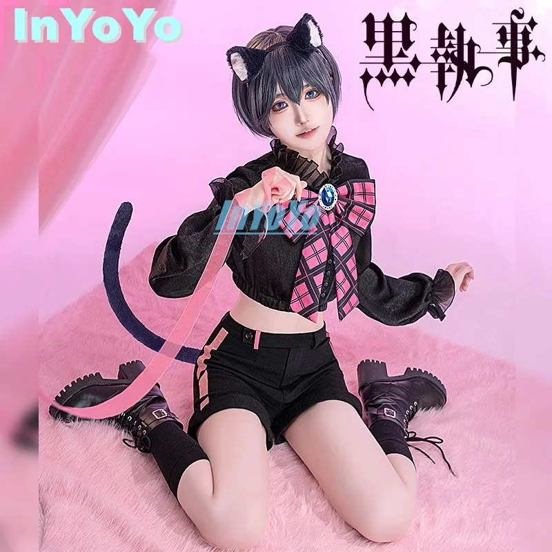 InYoYo Ciel Phantomhive Косплей Костюм Аниме Черный дворецкий Кошачьи уши Милая искушение