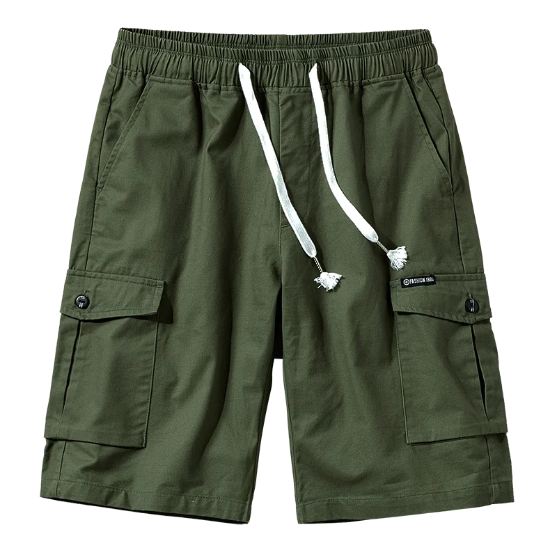 

Cotton Cargo Shorts Men Streetwear Elastic Waist Bermuda Shorts Knee Length Thin Lightweight Summer Short Men 2022 Brand New