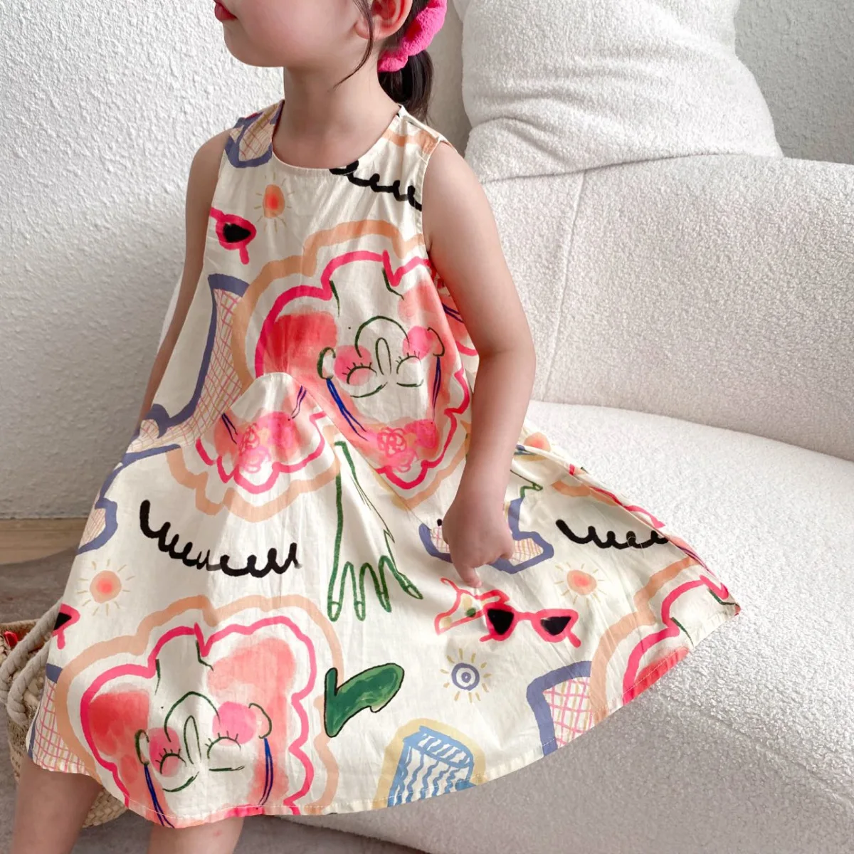 

Kids dress summer baby girls dresses sleeveless toddler baby dress