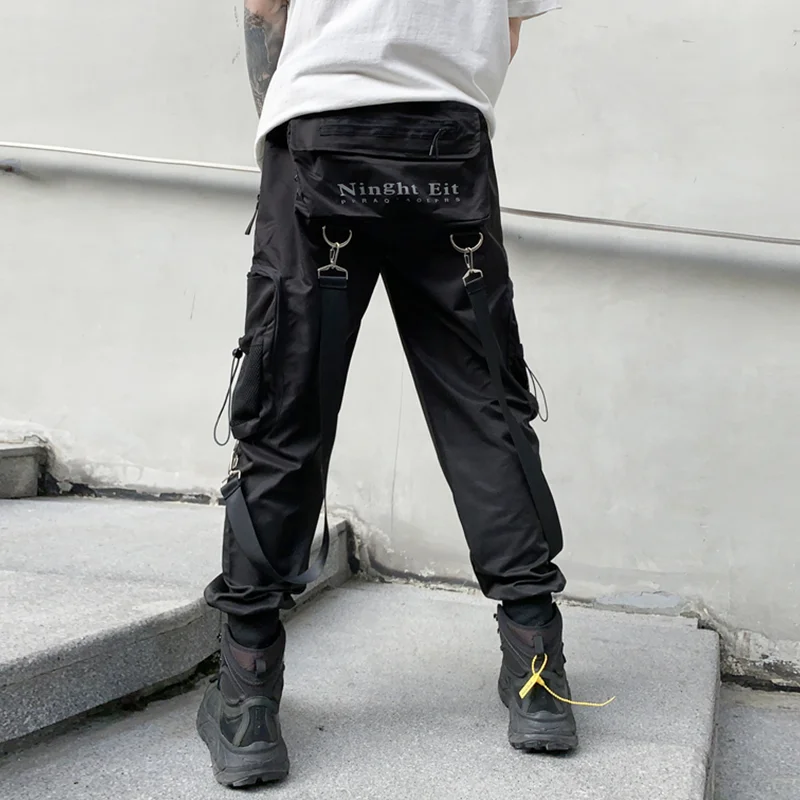 

Spring Summer Men Hip Hop Joggers Harem Pants with Ribbons Thin Hiphop Jogging Boys Trouser Black Cargo Pants 2022 Plus Size