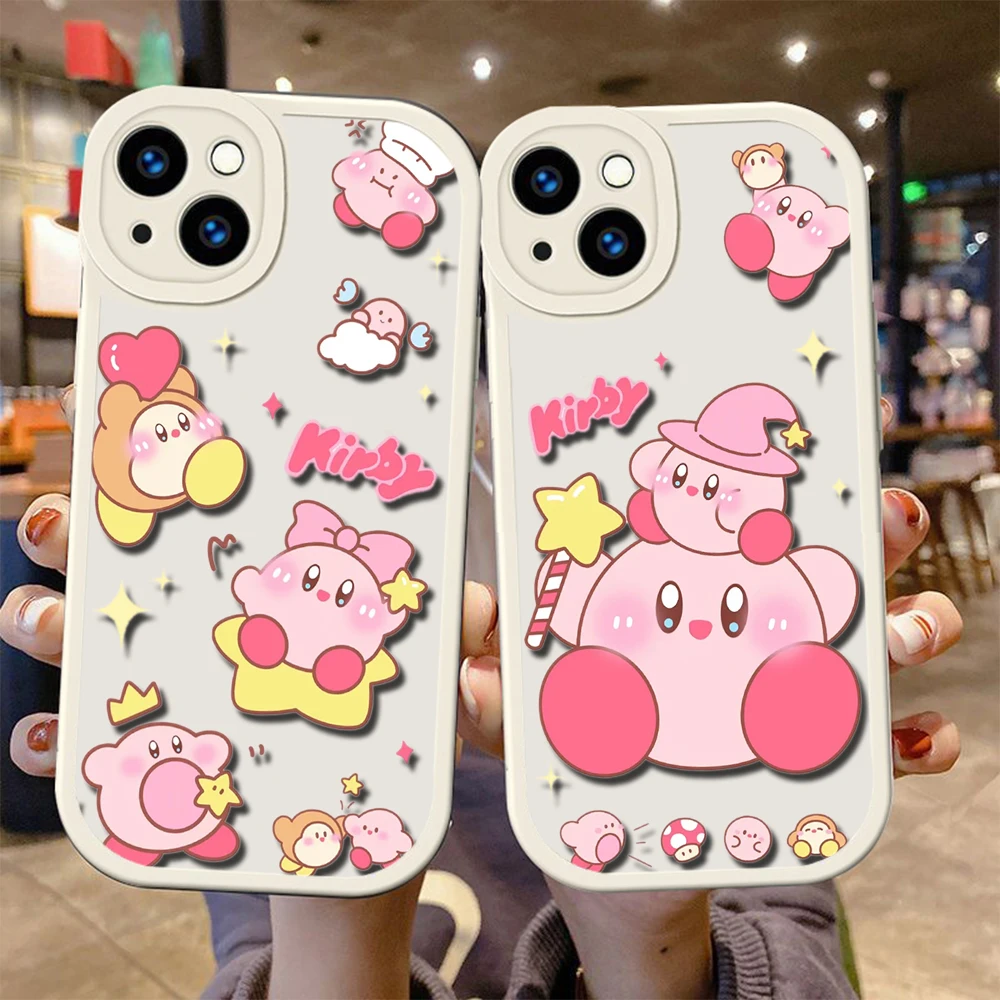 Мягкий силиконовый чехол с рисунком Кирби для iPhone 15 Plus 14 13 12 11 X XS XR Pro Max Mini 8 7
