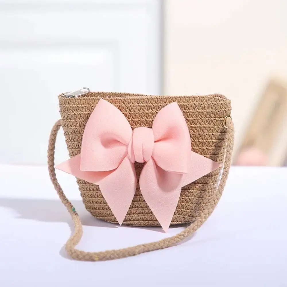 Летняя Соломенная Сумка Через Плечо Ручной Работы Для Девочек Одноцветная Милая