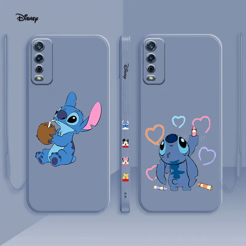 

Square Liquid Case For Samsung Galaxy A52 A12 A31 A72 A13 A53 A41 A11 A02 A03 A02s A21s A32 A22 Cover Cute Stitch Drinking