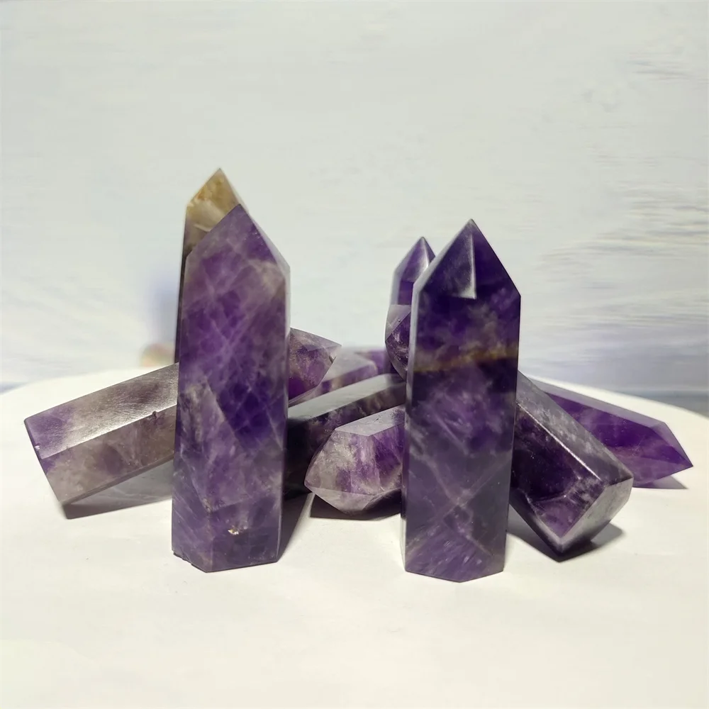 

Natural Crystal Fantasy Amethyst Wand Healing Gemstone Mineral Reiki Energy Stone Polished Crafts Home Decoration