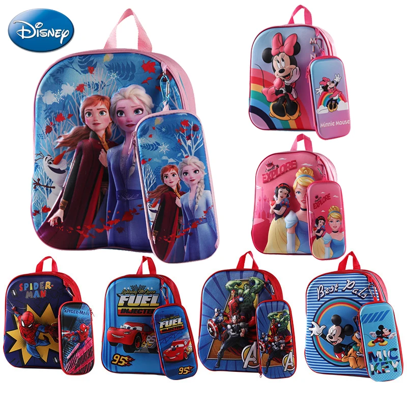 

Children's Backpack 3D Anime Cartoon Spiderman Mickey Children's Schoolbag Pen Bag Two Piece Set Children's Kindergarten Bags