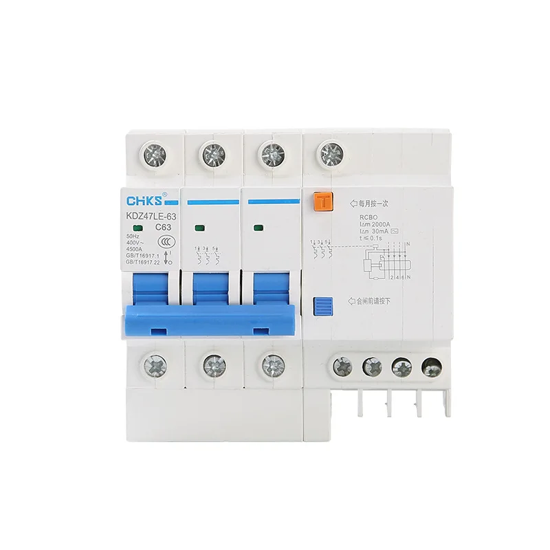 Earth Leakage Protection Mini Electric Circuit Breaker DC RCBO MCB DZ47LE 3P Lightning Protection 6A 10A 16A 20A 25A 32A 40A 50A  - buy with discount