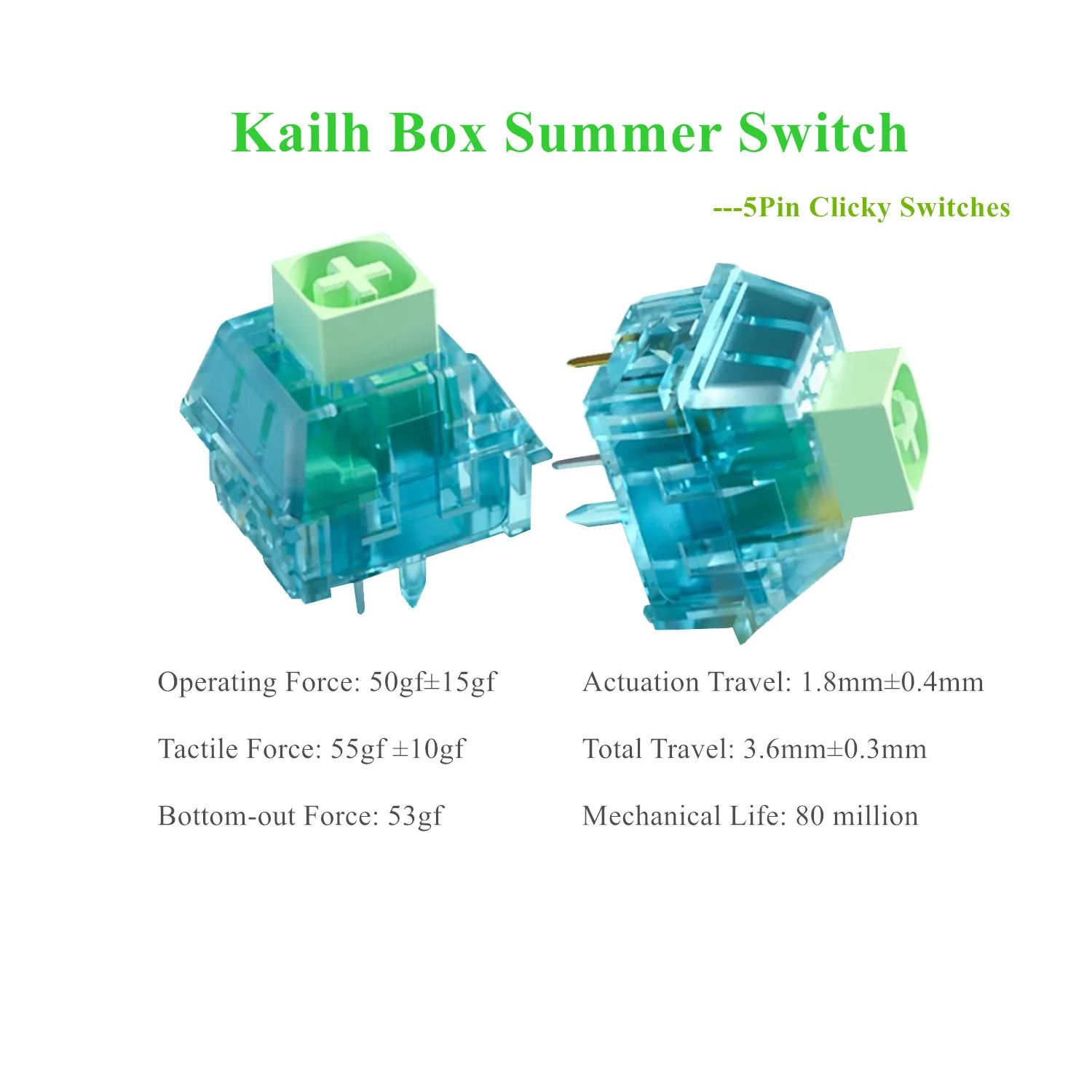 

Wholesale Kailh BOX Summer Switch 1000PCS 5pin Clicky Switches Axis for MX Mechanical Keyboard