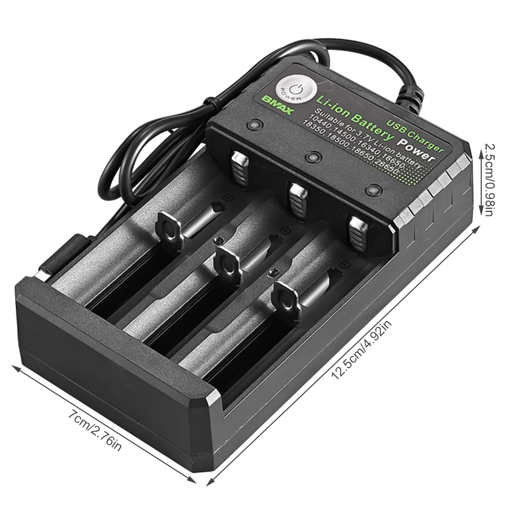 

Battery Charger Rechargeable 18650 Lithium Battery Charger 3 Slot USB Cell Charging Station Stand