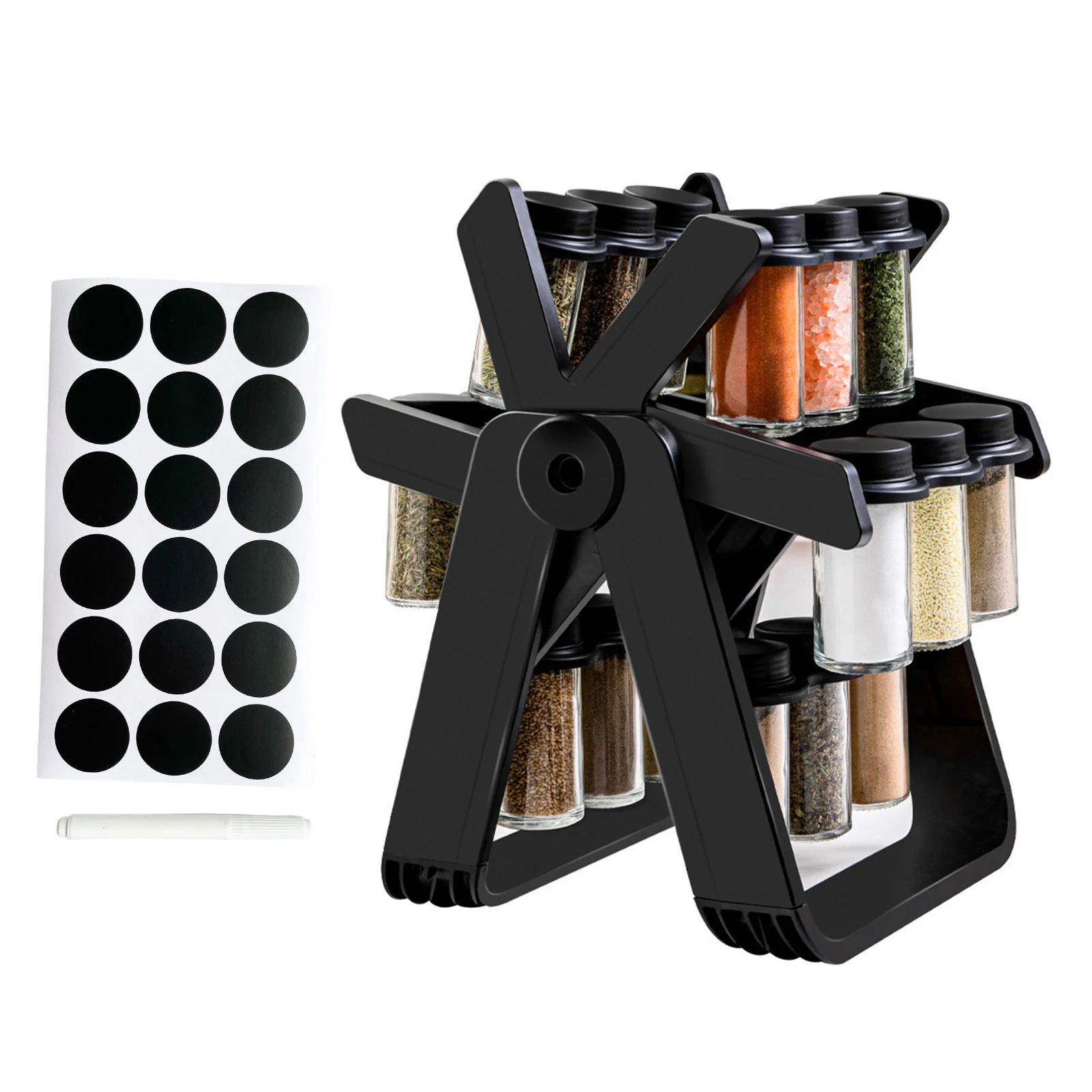 

Вращающаяся стойка-органайзер для специй, вращающаяся стойка для специй с 18 банками, кухонная стойка для специй, органайзер для столешницы ...