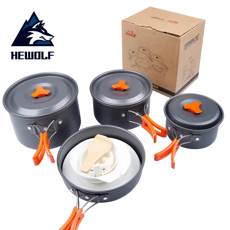 

Hewolf Camping Cookware 4-5 Persons Outdoor Tableware Alumina Foldable Portable Travel Picnic Multipurpose Cooking Tool