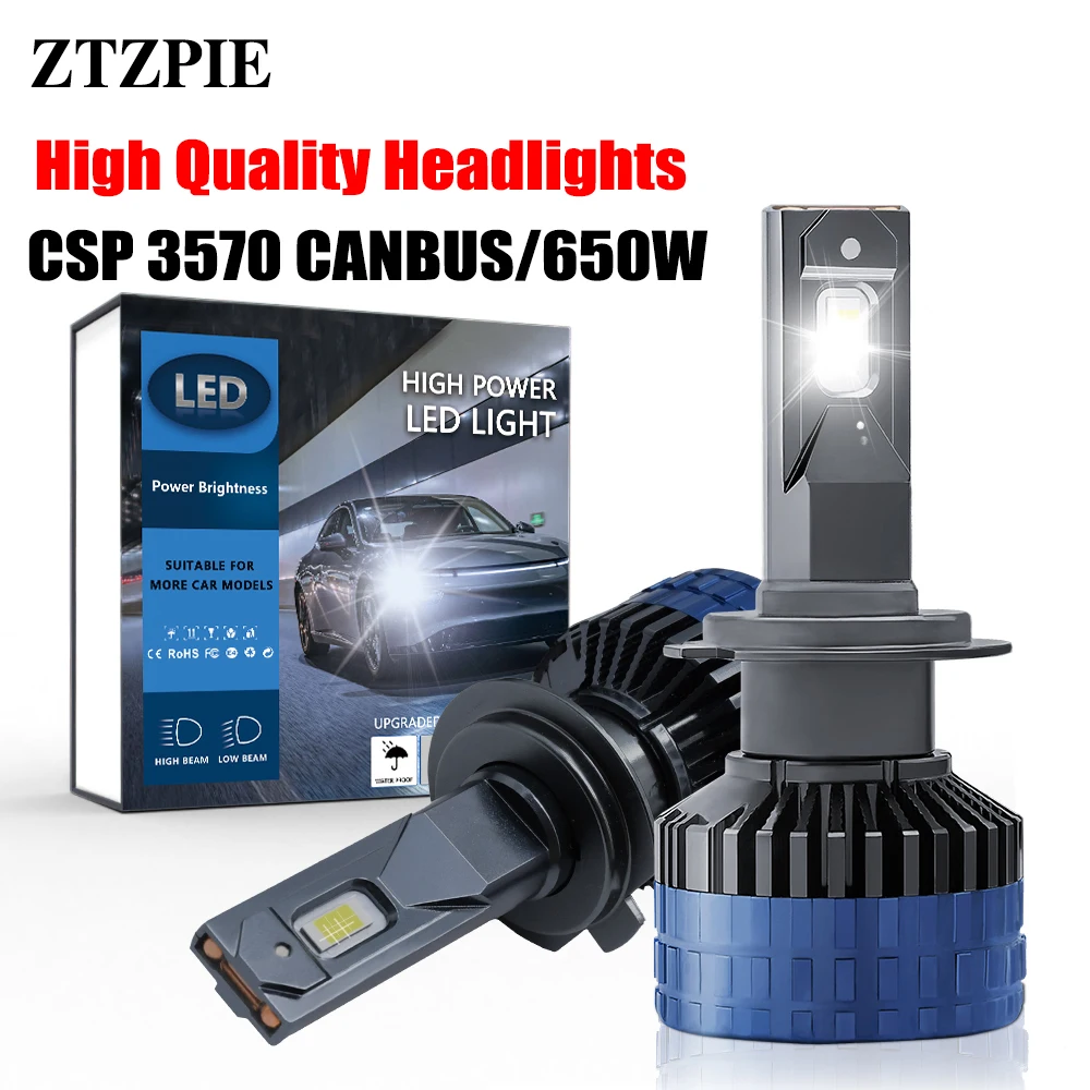 Мощная автомобильная светодиодная фара ZTZPIE, 6500 лм, 9005 k, 9006/HB3 9012/HB4, H1, H7, H4, H11, 3570, Canbus, CSP 650, автомобильная лампа Вт, 12 В