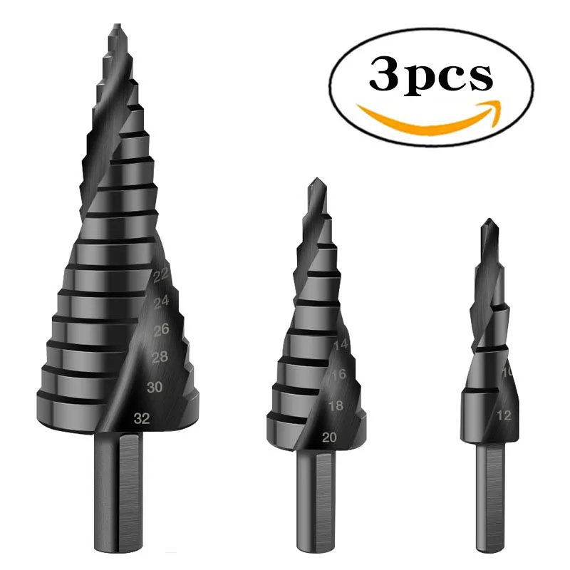 

3PCS/SET 4-32MM HSS Cobalt Step Drill Bit Set Nitrogen High Speed Steel Spiral For Metal Cone Triangle Shank Hole Metal drills