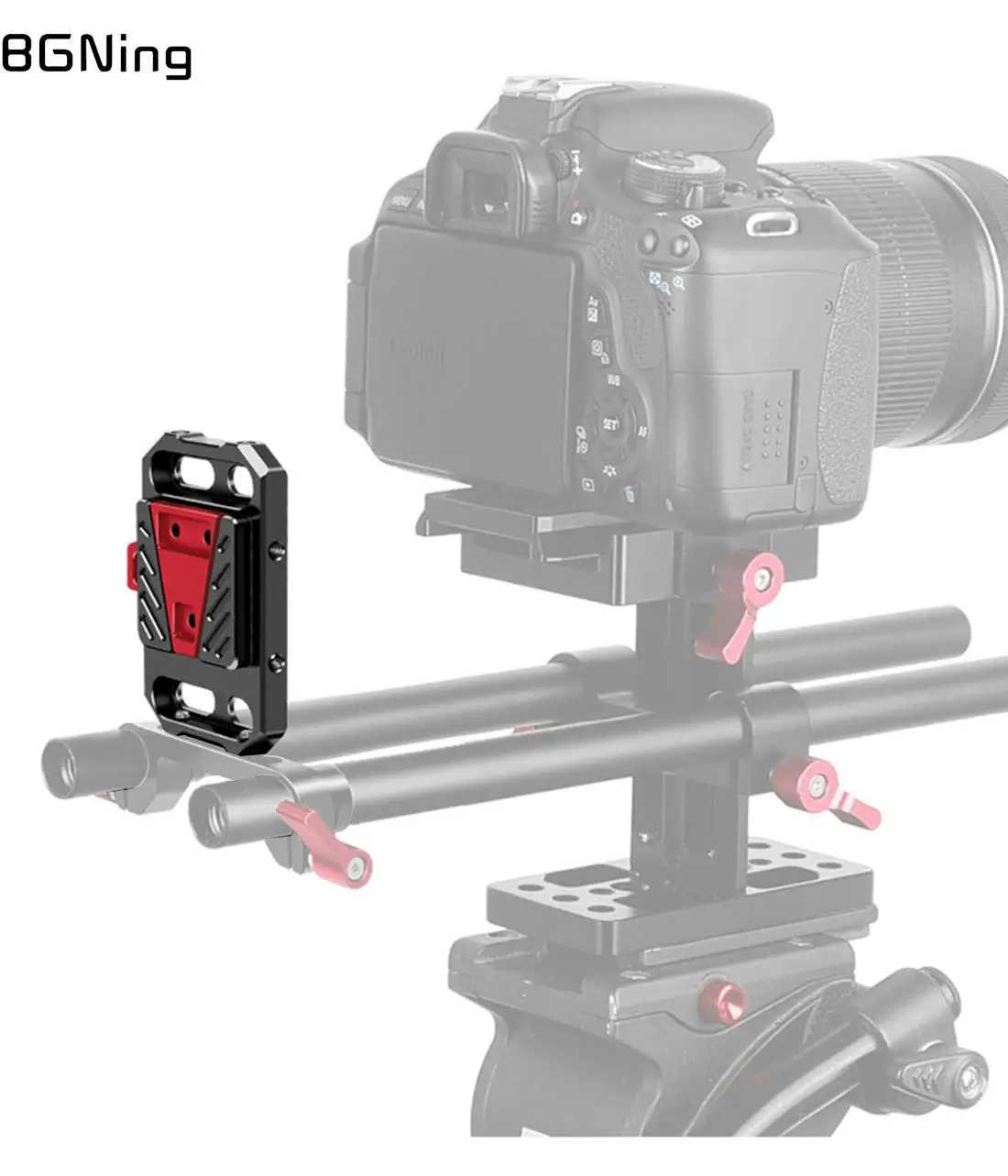 

Aluminum Quick Release V-Lock V-Mount Battery Fixed Base Plate with 15mm Rod Clamp For DSLR Cameras Follow Focus Rig Rail System