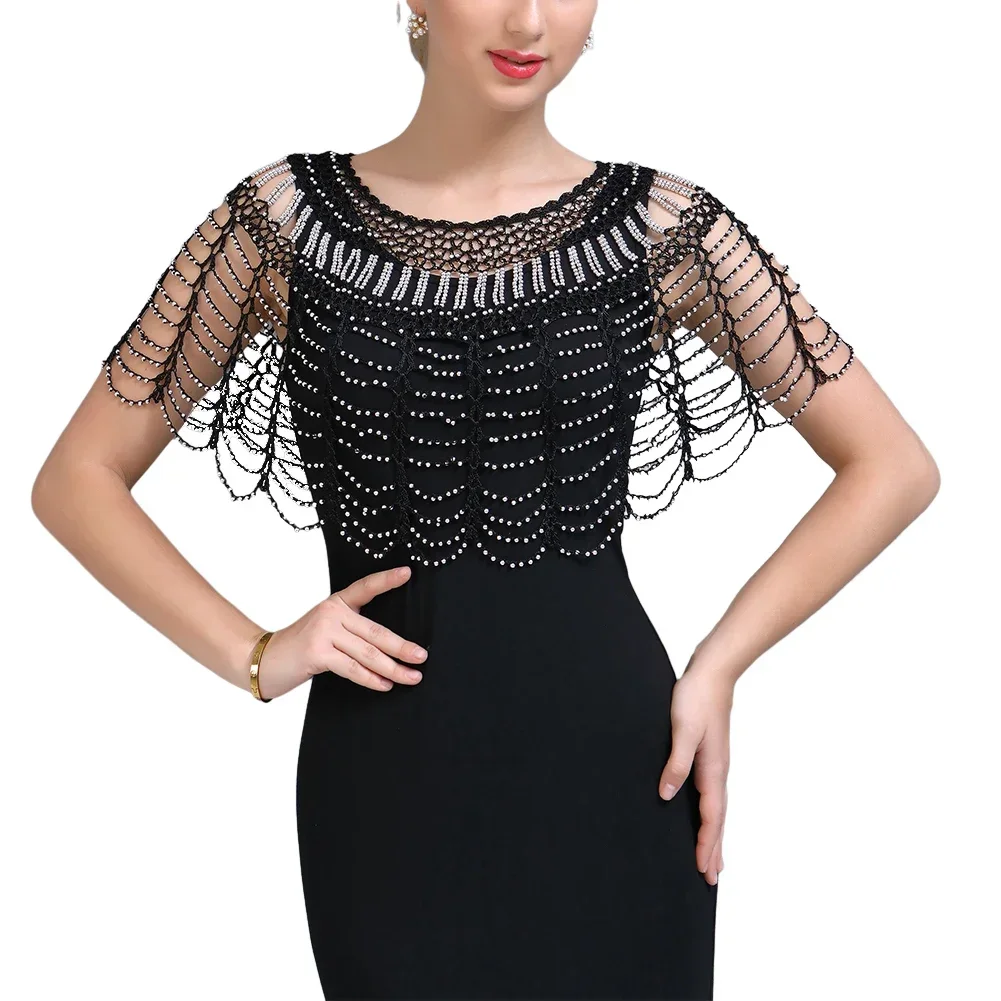 Вязаная крючком шаль ручной работы с вырезами в стиле 1920-х годов женская вечерняя