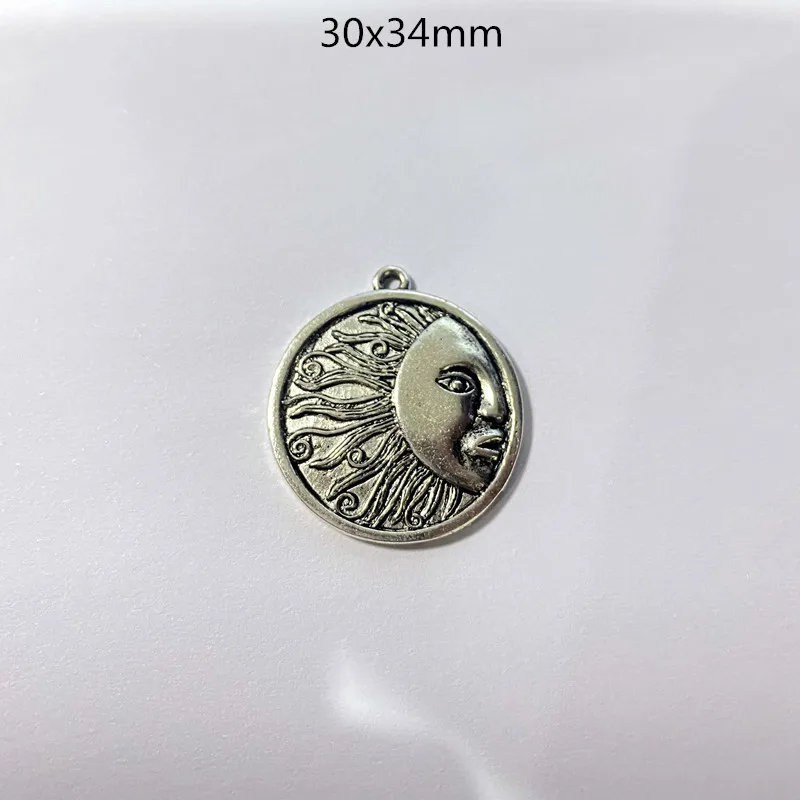 Подвеска в виде монеты с солнечным узором, 2 шт., 30 х34 мм, антикварные Оттенки для ожерелья «сделай сам», брелок ручной работы, эстетические аксессуары для изготовления ювелирных изделий