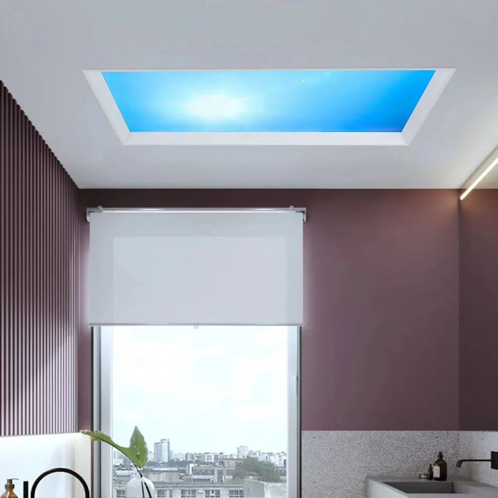 

Умный потолочный светильник с голубым небом, стильная лампа для ванной, гостиной, кухни, естественное освещение, комнатное украшение с дистанционным управлением и приложением, 2023