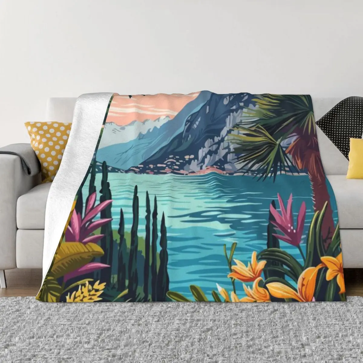 Микрофleece одеяло Minimalist Lake Garda Italy