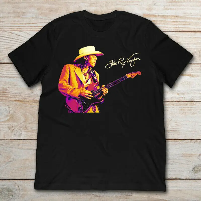 

Stevie Ray Vaughan Singned Music T Shirt Funny Black Vintage Gift Men Women Tee