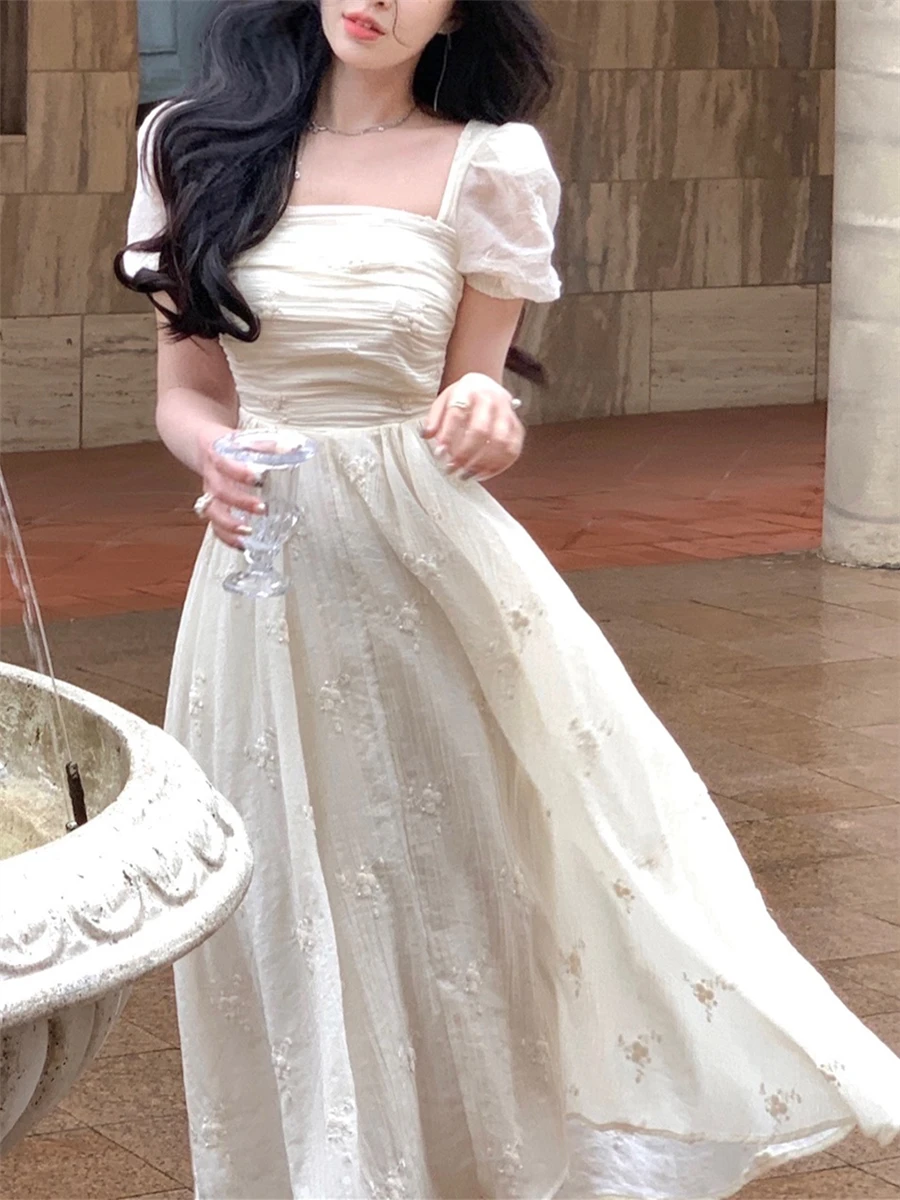 

Midi Dress Women Elegant Summer 2023 New Fashion Evening Party Ladies Vestidos Vintage Design Slim Clothes Female Korean Dresses
