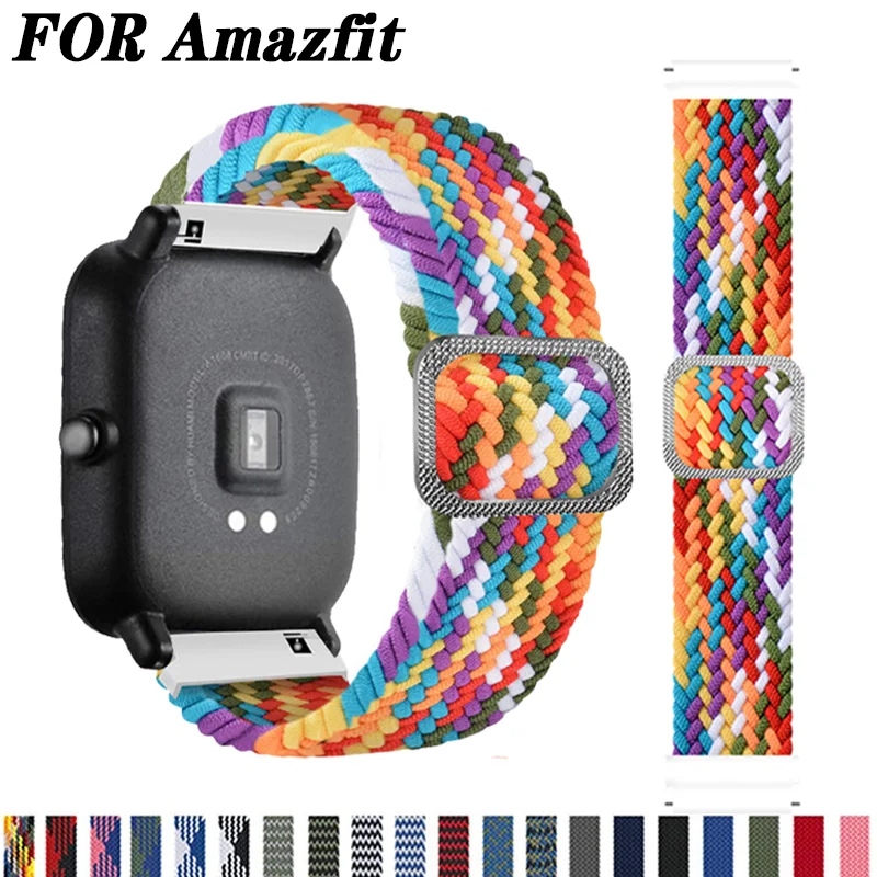 

Adjustable Braided Solo Loop For Amazfit GTS 2 Mini GTR2 47mm Strap stratos 3 2s Bracelet Watchbands Amazfit Bip U Correa Strap