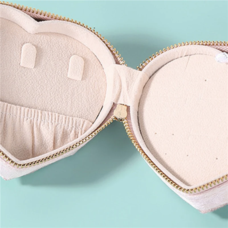 Бархатная Шкатулка Для Драгоценностей В Форме Сердца Компактный Органайзер