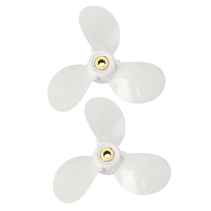 

2X Outboard Propeller 7 1/2X8-Ba For Yamaha Mariner 4-6Hp 3 Blades 9 Spline Tooth White R Rotation