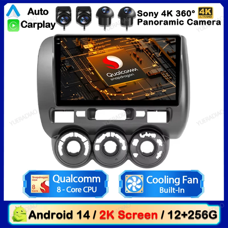 Автомобильный радиоприемник Android 14 для Honda Fit Jazz 2004–2007 гг. беспроводной