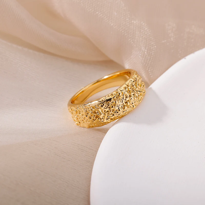 

Vintage Geometric Rings For Women Stainless Steel Irregular Lava Wide Finger Ring Trend Party Birthday Jewelry Bague Femme 2022