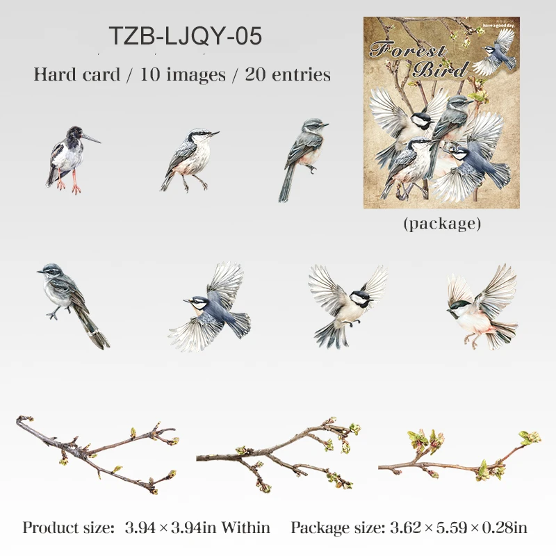 

Винтажные наклейки «Птицы в лесу»