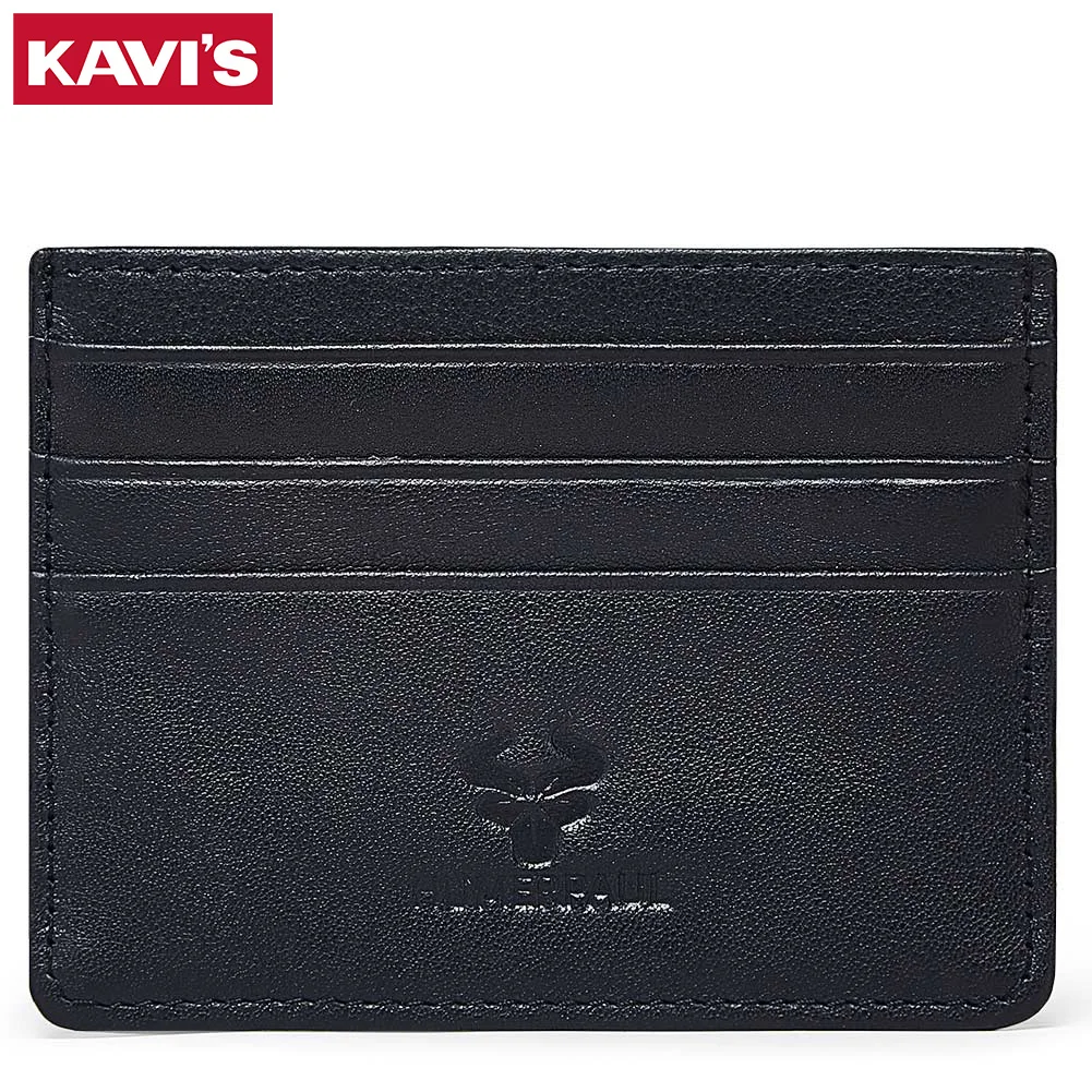Мужской тонкий кошелек KAVIS из натуральной коровьей кожи с отделениями для карт