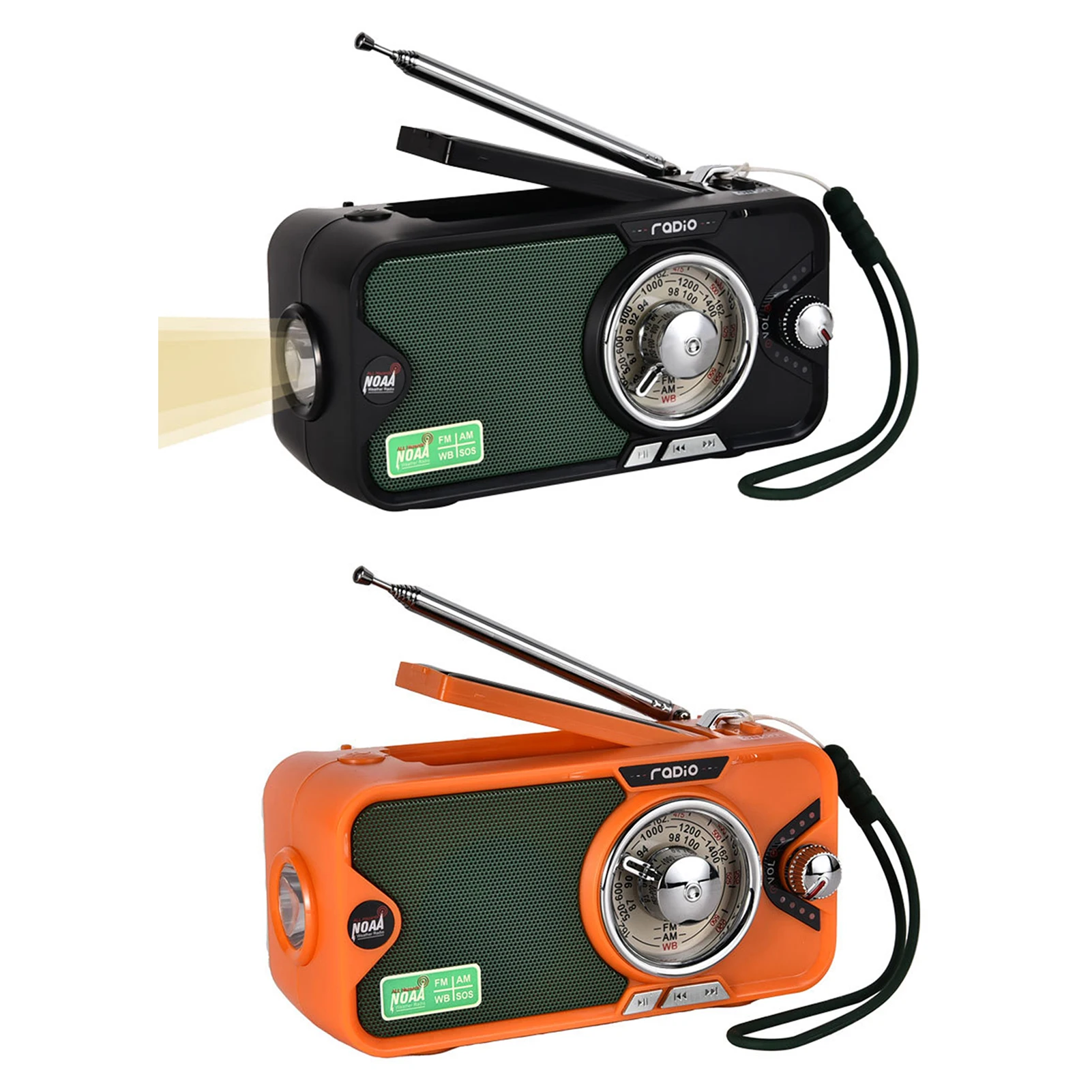 

Multifunctional Hand Radio Solar 3600mAh Powered AM/FM/NOAA Weather Radio Emergency LED Flashlight Weather Radio SOS Alarm