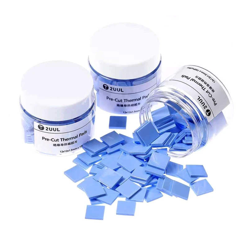 Термопаста 2UUL предрезанная, теплопроводящая силиконовая гель-пленка 12*12*1.5мм для ремонта мобильных телефонов, материнских плат, микросхем NAND и ЦПУ.