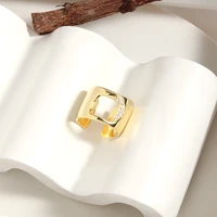 masa new classic luxury gold color irregular crystal open adjustable wedding rings for woman engagement female jewelry rp5077