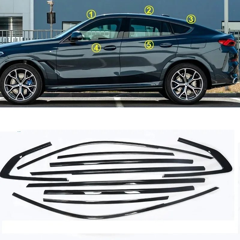 

10 pcs Stainless steel black Window Garnish Molding Body Door Frame For BMW X6 G06 30i 40i 2020 2021 2022