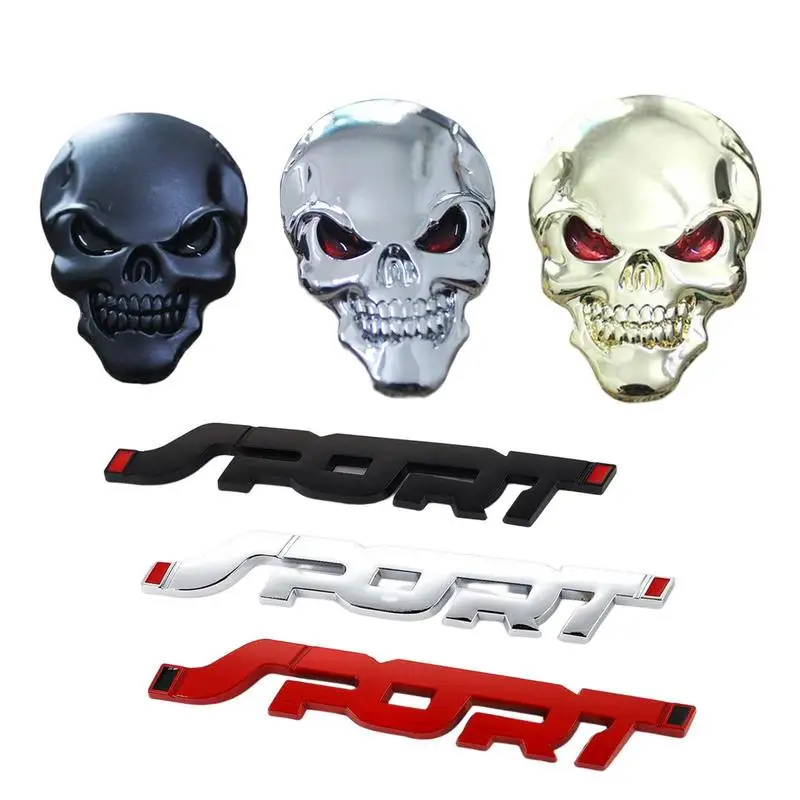

Car Styling Stickers 3D Metal Cool Skull Car Emblem Sticker Chrome Auto Badge Bumper Scratch Cover Decal Automobile Accessories