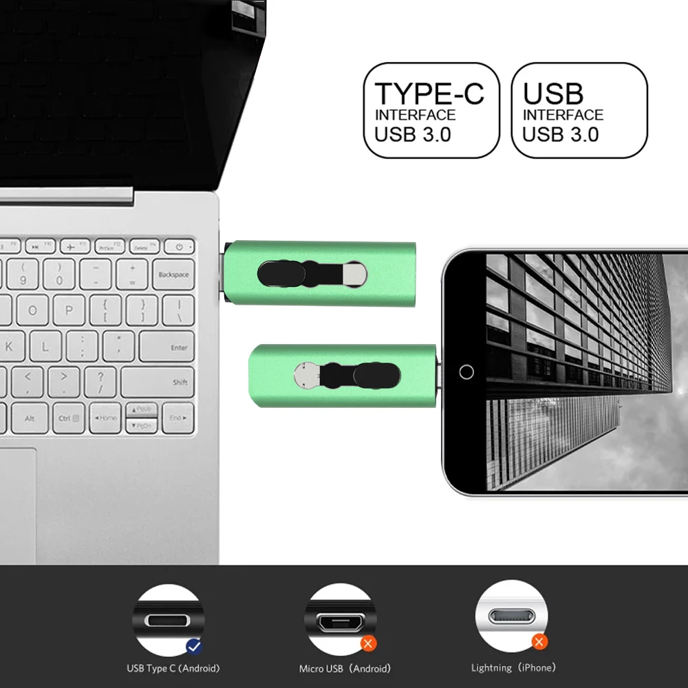 Новый USB 3.0 TYPE-C флеш-накопитель OTG 3 0 Гб 512 ГБ 256 64 USB-накопитель 2 в 1 высокоскоростная