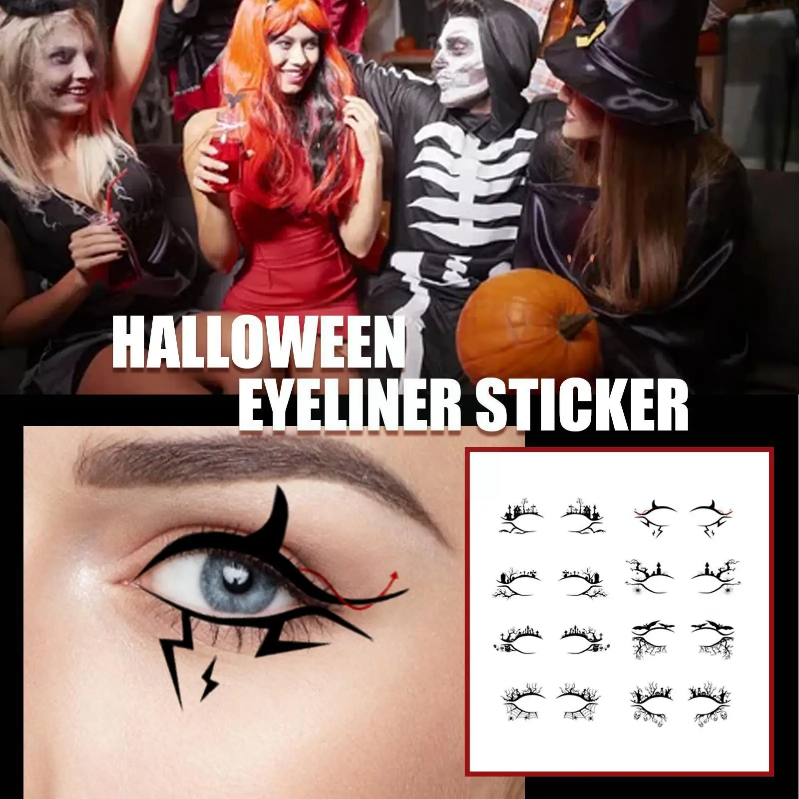 

New Temporary Eye Tattoo Stickers DIY Waterproof Flash Tool Party Disposable Eyeshadow Eyeliner Makeup Halloween Sticker Fa C2X9